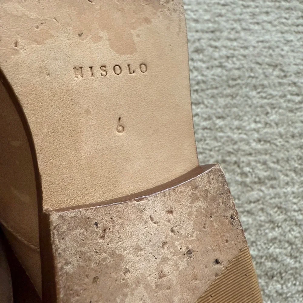 Nisolo EMMA d'ORSAY OXFORD‎ Leather Cutout ALMOND Pointed Toe Flats Loafers 6